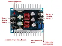 DC-DC преобразователь понижающий регулируемый 20А 6...40В до 1,2...36В