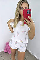 Жіноча муслінова  піжама в пір'їнки Одяг для дому та сну