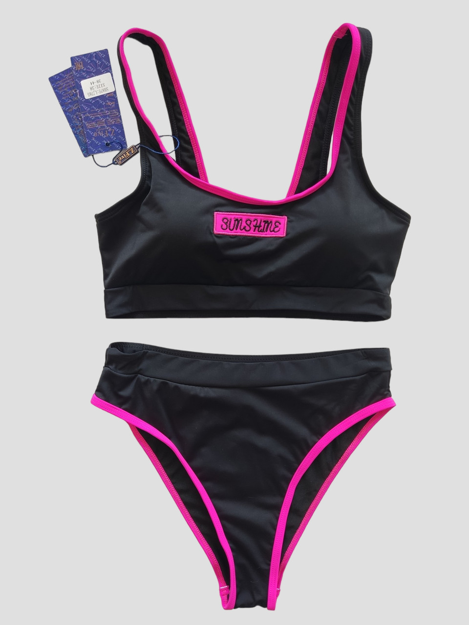 Купальник топом високі плавки Z.Five 765 чорний-малиновий 44 46 48 50 розмір