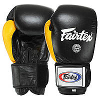 Перчатки боксерские Fairtex кожаные Черно-желтые 10 oz (FTX065)