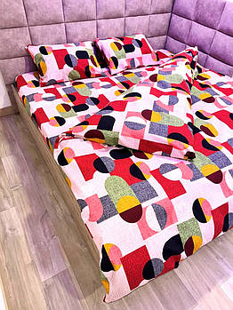 Постільна білизна Королева Ночі (Жатка Premium) | Полуторний комплект | 50х70 | Різнокольорова абстракція