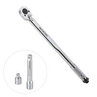 Ключ динамометричний 1/2", 28-210 Нм, перехідник 1/2"х3/8", подовжувач 125 мм INTERTOOL XT-9007