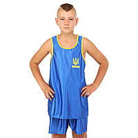 Форма для боксу дитяча UKRAINE SPORT CO-8941 (PL, р-р S-XL-125-165 см(24-30), майка, шорти, кольори в