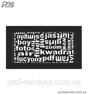 Металева камінна решітка для вентиляції прямокутна декоративна KRATKI ABC чорна 17х30 см