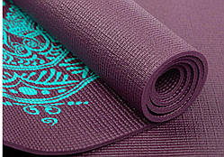 Килимок для йоги Bodhi Leela Mandala баклажан бірюзова мандала 183x60x0.4 см