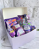 Подарок на день рождения,Сиреневый SweetBox для девочки, Набор сладостей для ребенка