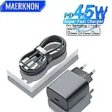 Мережевий зарядний пристрій 45W + USB-кабель  type-C для Samsung та ін. телефонів, фото 6