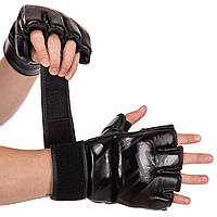 Перчатки для ММА смешанных единоборств натуральная кожа RUSH UCF BO-0481 Черные L