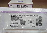 ПГА хірургічна нитка з голкою,(Glikosorb) фіол USP 6/0((М0,7),зворотньо-ріжуча колюча гол.3/8,16 мм,75 см
