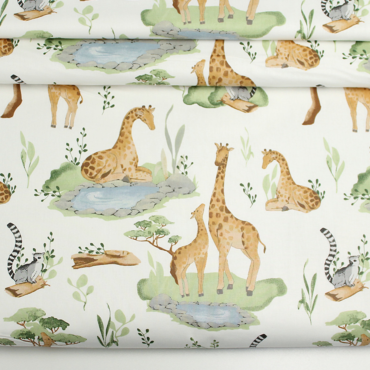 Ранфорс шириною 240 см "Жирафи та лемури" № 3245, фото 1