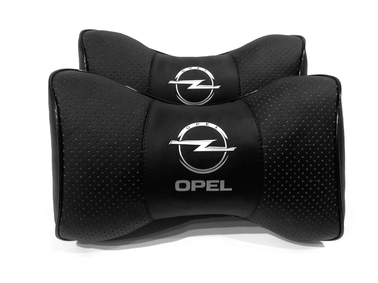 Подушка на підголовник в авто з логотипом Opel чорна 1 шт