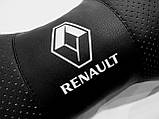 Подушка на підголовник в авто з логотипом Renault чорна 1 шт, фото 3