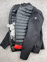 Мужская демисезонная куртка Hugo Boss с вязаными рукавами черная