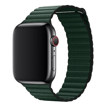 Шкіряний ремінець Leather Loop для Apple Watch 38/40/41 mm Dark Green, фото 2