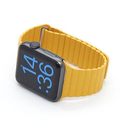 Шкіряний ремінець Leather Loop для Apple Watch 38/40/41 mm Yellow, фото 2