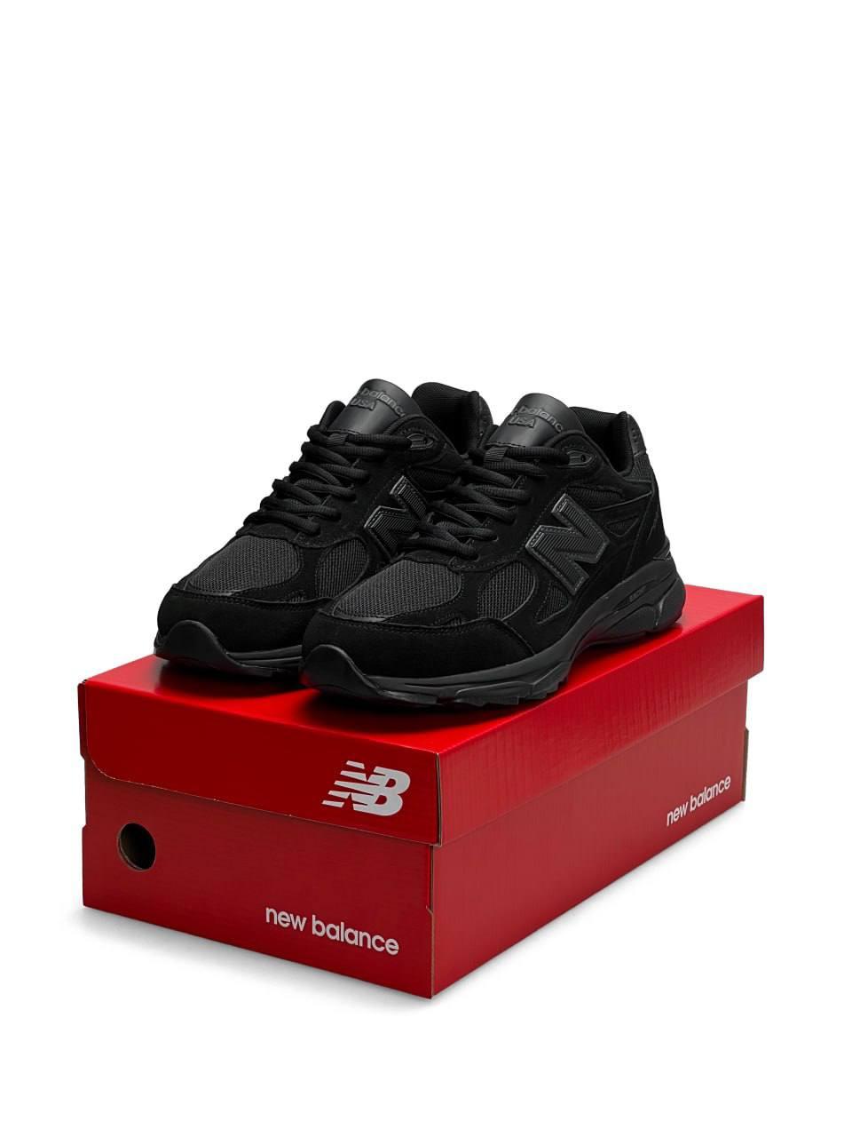 Чоловічі кросівки New Balance 990 All Black (Чорні) Взуття Нью Баланс 990 натуральна замша сітка демісезон
