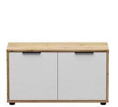 Тумба 2Д для взуття у передпокій з ламінованої ДСП дуб вотан/білий Сієна Сокме