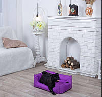 Лежанка для собак 70*50 см фиолетовая, мягкое место лежак для собак непромокаемая антикоготь прямоугольный