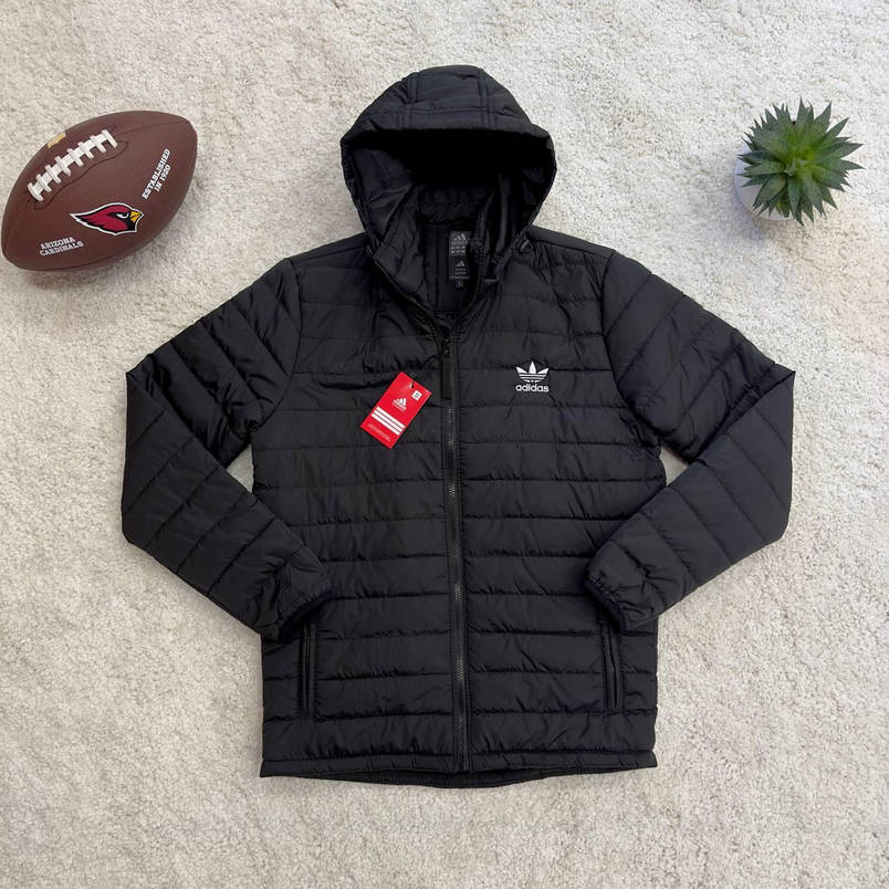 Куртка чоловіча чорна Adidas весна-осінь з капюшоном стильна повсякденна на блискавці спортивна, фото 1