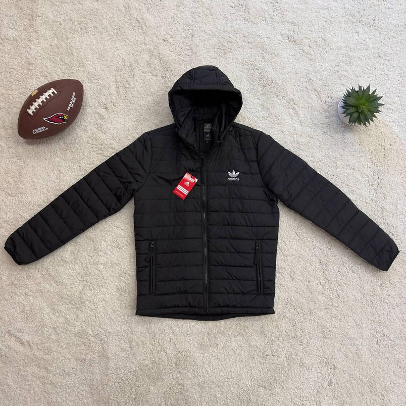 Куртка чоловіча чорна Adidas весна-осінь з капюшоном стильна повсякденна на блискавці спортивна, фото 2