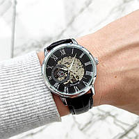 Механические мужские часы Forsining 8099 Black/Silver/Black