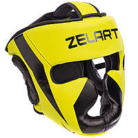 Боксерский шлем с полной защитой искусственная кожа ZELART BO-7041 S Лимонный-черный