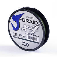 Шнур Daiwa J-Braid X4E 270m Dark Green 12.4kg 0.21mm #2.5 (12741-121)
