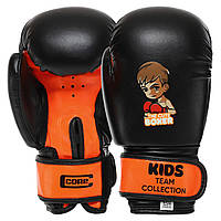 Перчатки боксерские детские Core искусственная кожа Черно-оранжевые 2 oz (BO-8543)
