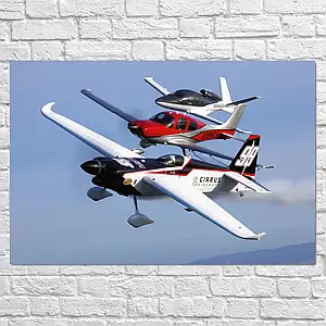 Плакат "Спортивні літаки у повітрі, авіашоу, Cirrus Vision SF50", 40×60см
