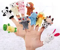 Набор зверюшек на пальцы 10 шт., игрушка 7см , кукольный театр пальчик