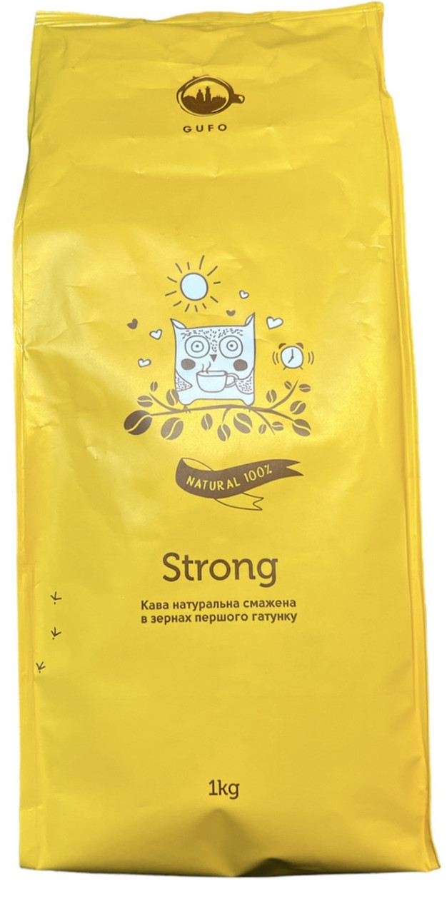 Кава зернова Gufo Strong 1кг (Віденська Gufo Strong, Віденська Гуфо Стронг), 100% робуста з Уганди