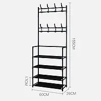 Стойка для одежды многоярусная, Вешалка с полками для обуви и вещей