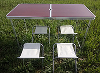 Складной туристический усиленный стол с 4 стульями для рыбалки и пикника (F-S)