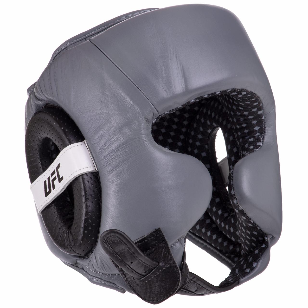 Боксерський шолом у мексиканському стилі натуральна шкіра UFC PRO Training UHK-69960 L Срібно-чорний