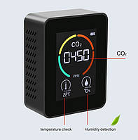 Датчик углекислого газа СО2, анализатор качества воздуха, влажности и температуры (черный)