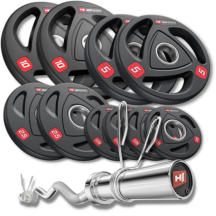 Набір олімпійський Hop-Sport PRO 50 kg з W подібним грифом, фото 1