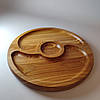 Менажниця дерев'яна дубова дошка для подачі страв кругла на 3 секції двостороння, фото 7