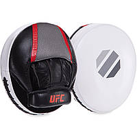 Лапа Прямая круглая кожаная (2шт) UFC PRO Air UCP-75343 (р-р 25,5х21,5х6см, черный-белый)