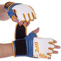 Перчатки для MMA смешанных единоборств натуральная кожа UFC TrueThai UTT-75542 Сине-белые XL