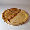 Менажниця дерев'яна дошка для подачі страв кругла на 3 секції двостороння з ясеня, фото 6