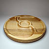 Менажниця дерев'яна дошка для подачі страв кругла на 3 секції двостороння з ясеня, фото 3
