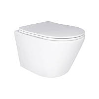 Унитаз подвесной Qtap Swan безободковый Ultra Quiet с сиденьем Soft-close QT16335179W