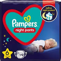 Памперсы-трусики ночные Pampers Night Pants размер 6 (15+ кг) 19 шт.