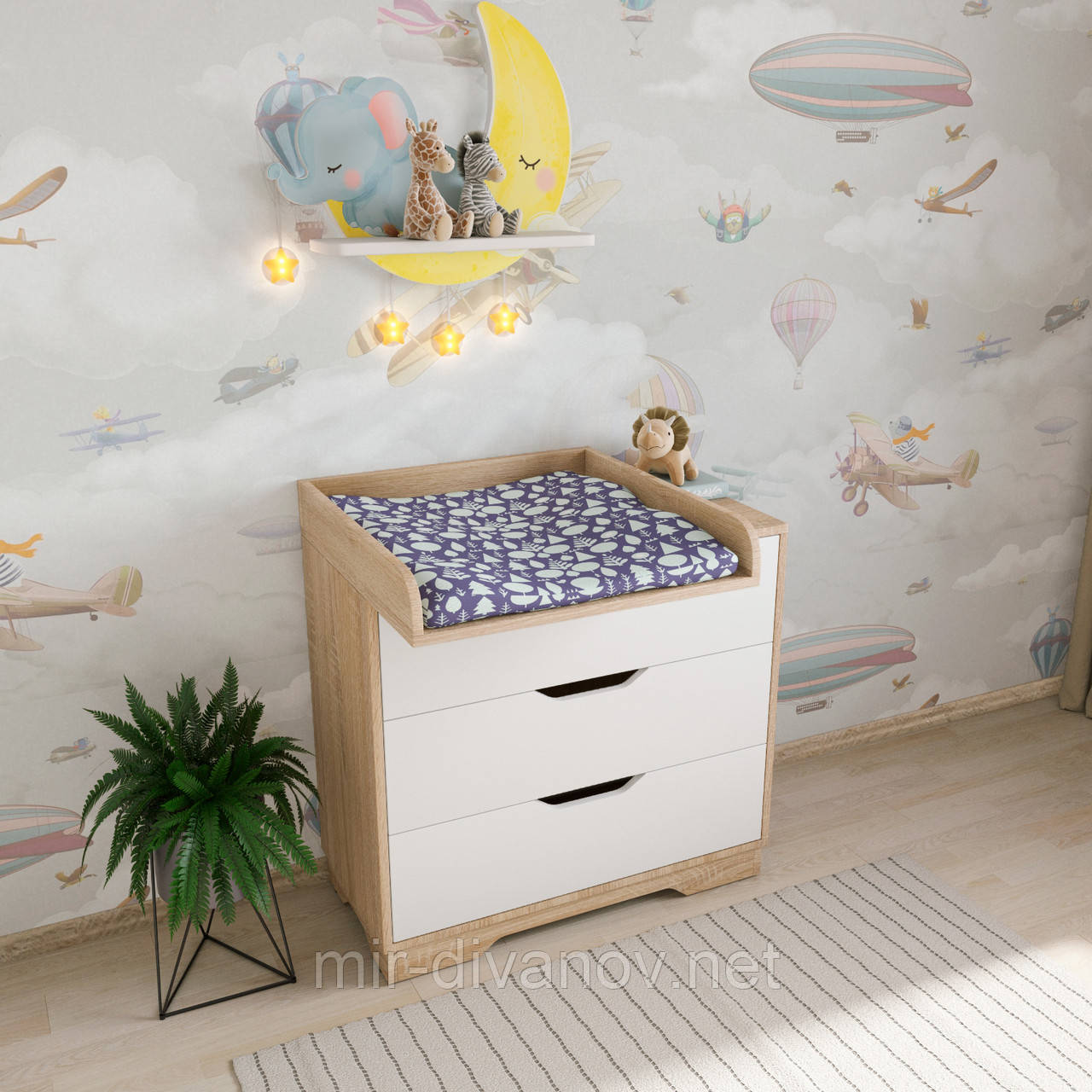 Сповивальний комод Лукас із накладним пеленатором дуб сонома+білий, фото 1