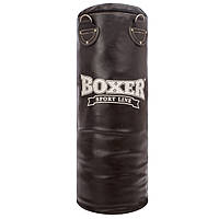 Мішок боксерський Циліндр Шкіра h-80 см BOXER Класик 1001-04 (наповнювач-вітош х-б, d-28 см, вага-19кг, чорний)