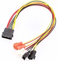 Переходник для кулера MOLEX -> 6шт 3/4 30 см фанхаб pin hub CASE FAN