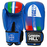 Перчатки боксерские GreenHill натуральная кожа Синие 14 oz (BO-3915)