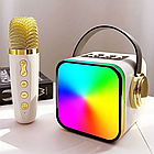 Bluetooth колонка + мікрофон для караоке, з USB, AUX та RGB підсвічуванням / Блютуз колонка портативна / Караоке, фото 4