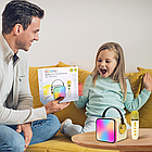 Bluetooth колонка + мікрофон для караоке, з USB, AUX та RGB підсвічуванням / Блютуз колонка портативна / Караоке, фото 5
