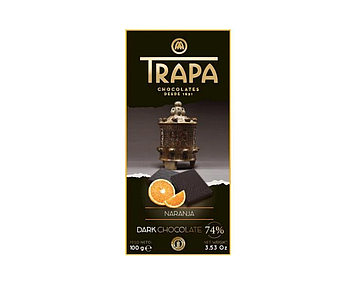 Шоколад 100г TRAPA Choco Dark 74% чорний з апельсином